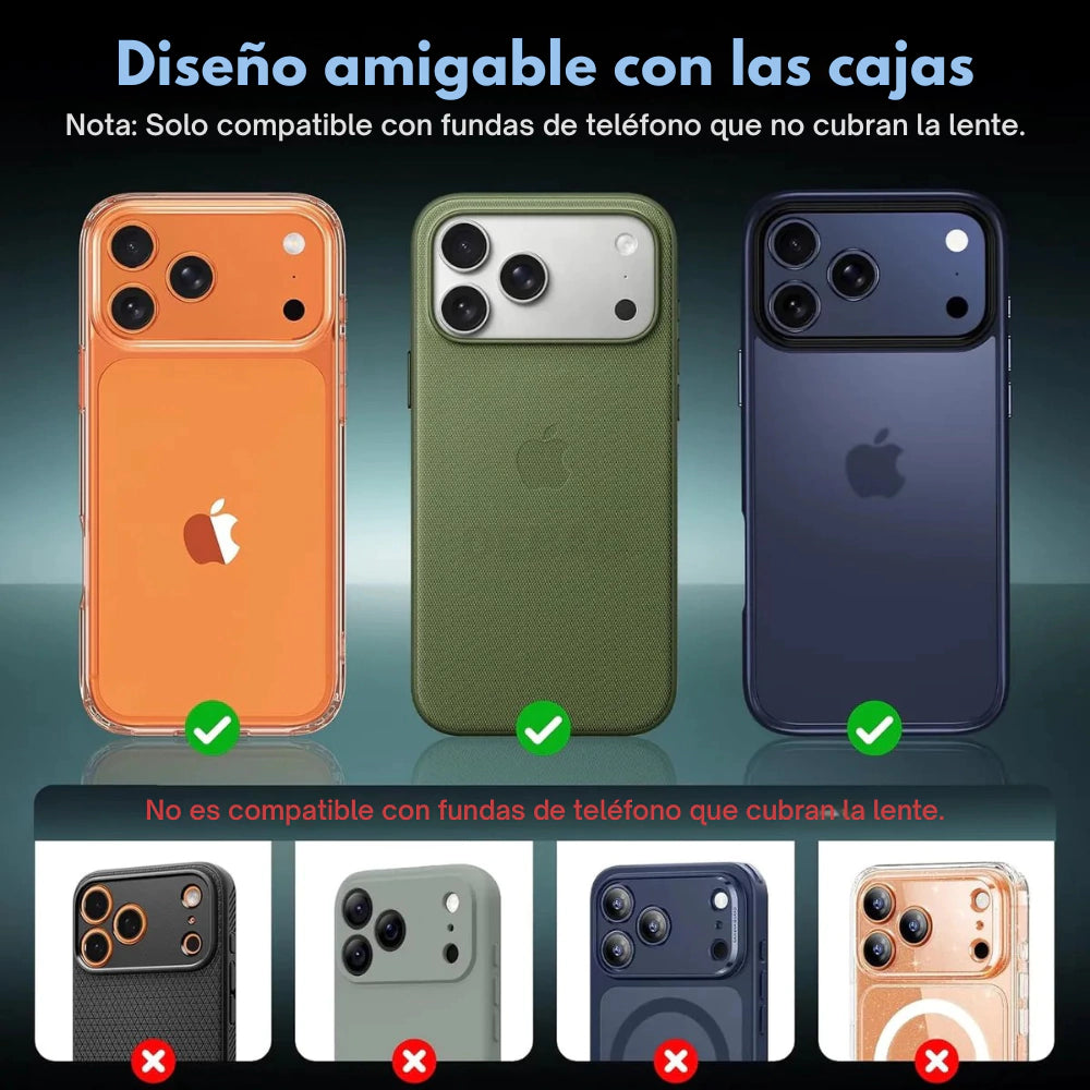 Protector Metálico para Cámara iPhone 17 Pro | Vidrio 9H