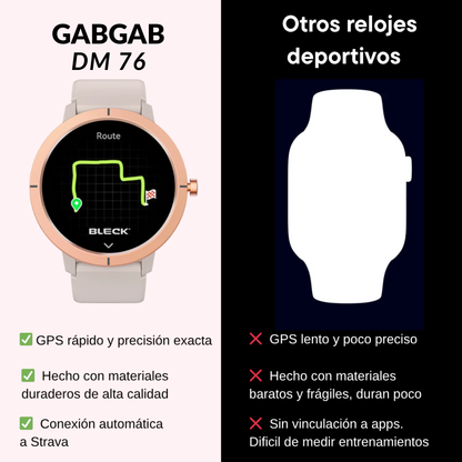 Smartwatch DM76 Gabgab vs otros relojes deportivos - GPS preciso y compatible con Strava